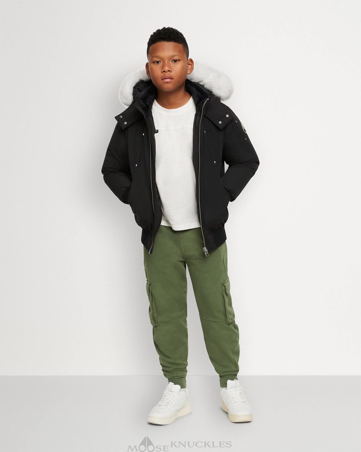 Veste Bombers Moose Knuckles Bomber Shearling Enfant Noir | YVXSG-5426