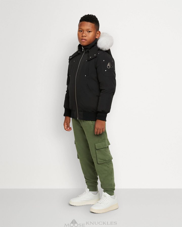 Veste Bombers Moose Knuckles Bomber Shearling Enfant Noir | YVXSG-5426