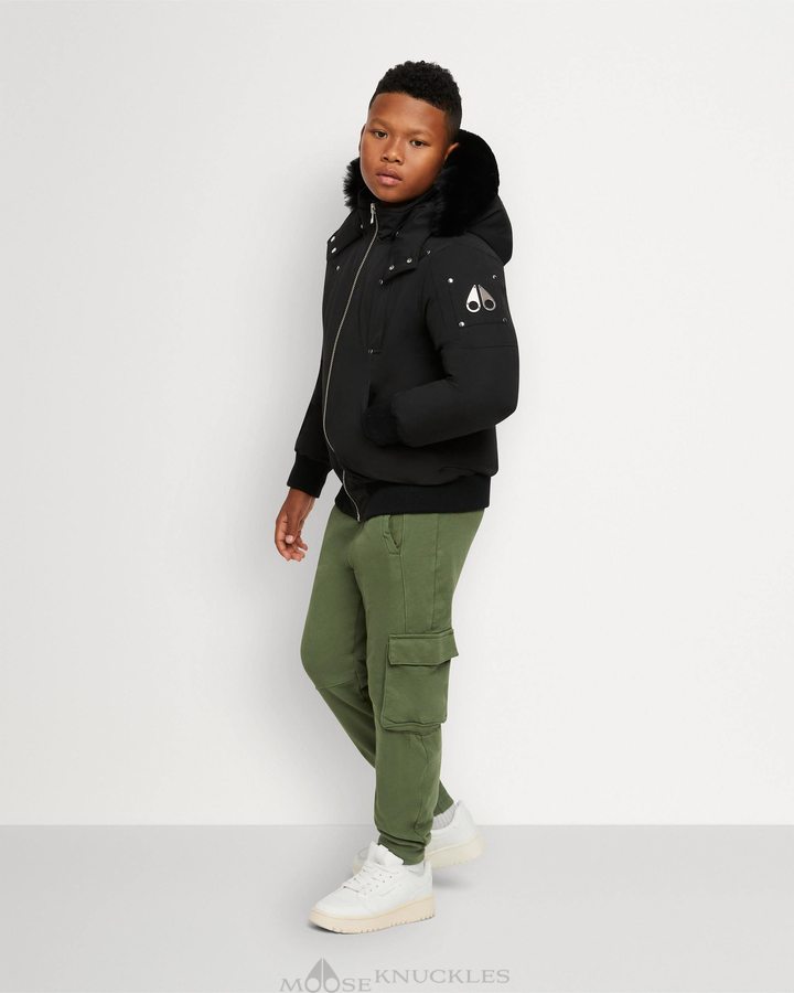 Veste Bombers Moose Knuckles Bomber Shearling Enfant Noir Noir | QSDYN-9738