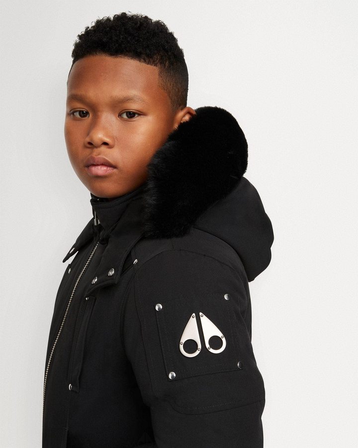 Veste Bombers Moose Knuckles Bomber Shearling Enfant Noir Noir | QSDYN-9738