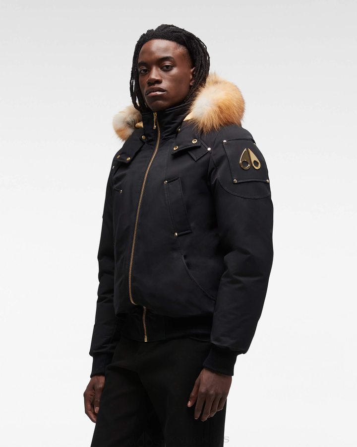 Veste Bombers Moose Knuckles Gold Ballistic Bomber Fur Homme Noir Doré | PRHLX-9867