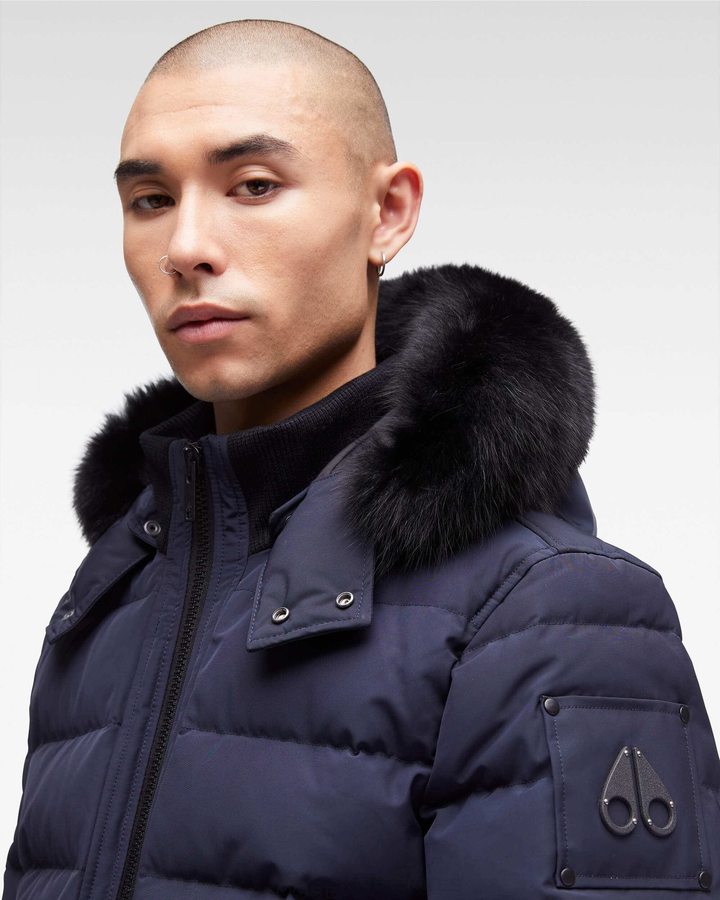 Veste Bombers Moose Knuckles Onyx Scotchtown Bomber Homme Bleu Marine Noir | UHGET-8452