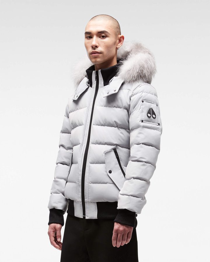 Veste Bombers Moose Knuckles Onyx Scotchtown Bomber Homme Gray Birch / Frost Fox Fur | XPELB-8257