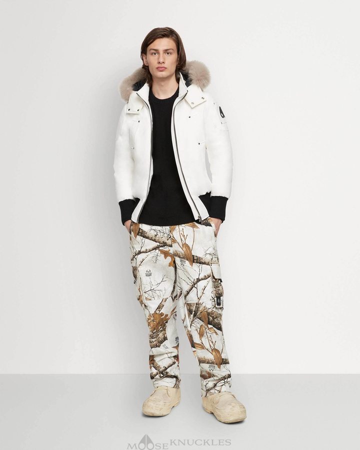 Veste Bombers Moose Knuckles Original Ballistic Bomber Fur Homme Milky Way / Stoned Fox Fur | PCUQS-7196