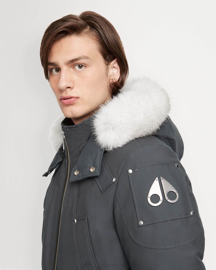 Veste Bombers Moose Knuckles Original Ballistic Bomber Fur Homme Granite / Natural Fox Fur | WKDCR-5098