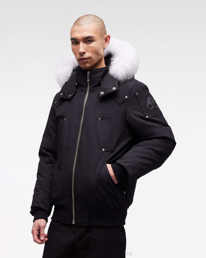 Veste Bombers Moose Knuckles Original Ballistic Bomber Fur Homme Noir | XVGTO-8426