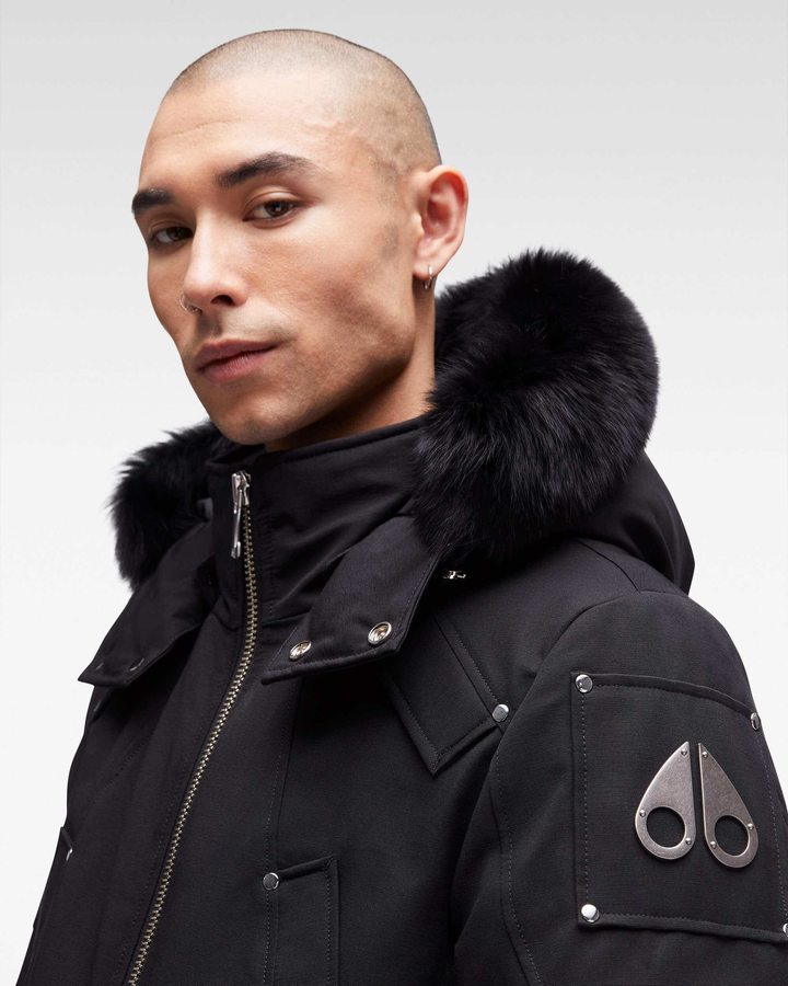 Veste Bombers Moose Knuckles Original Ballistic Bomber Fur Homme Noir Noir | XRFJH-8376