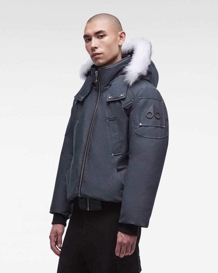 Veste Bombers Moose Knuckles Original Ballistic Bomber Shearling Homme Granite / Natural Shearling | URFAK-3951