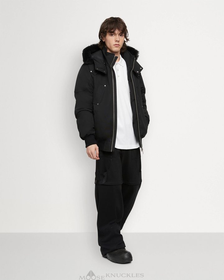 Veste Bombers Moose Knuckles Original Ballistic Bomber Shearling Homme Noir Noir | FCZMI-5168