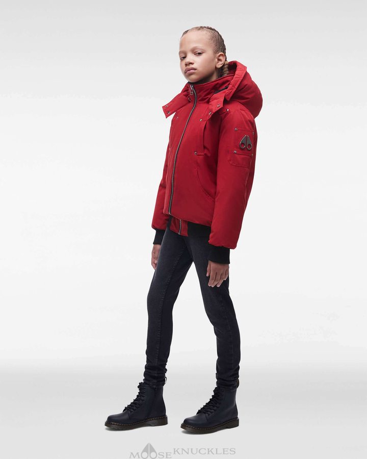 Veste Bombers Moose Knuckles Original Bomber Enfant Rouge Foncé | FGKNU-4015