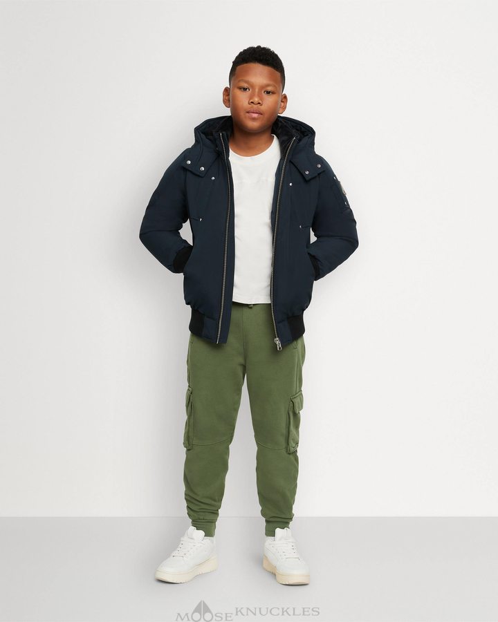 Veste Bombers Moose Knuckles Original Bomber Enfant Bleu Marine | XHMFO-9278