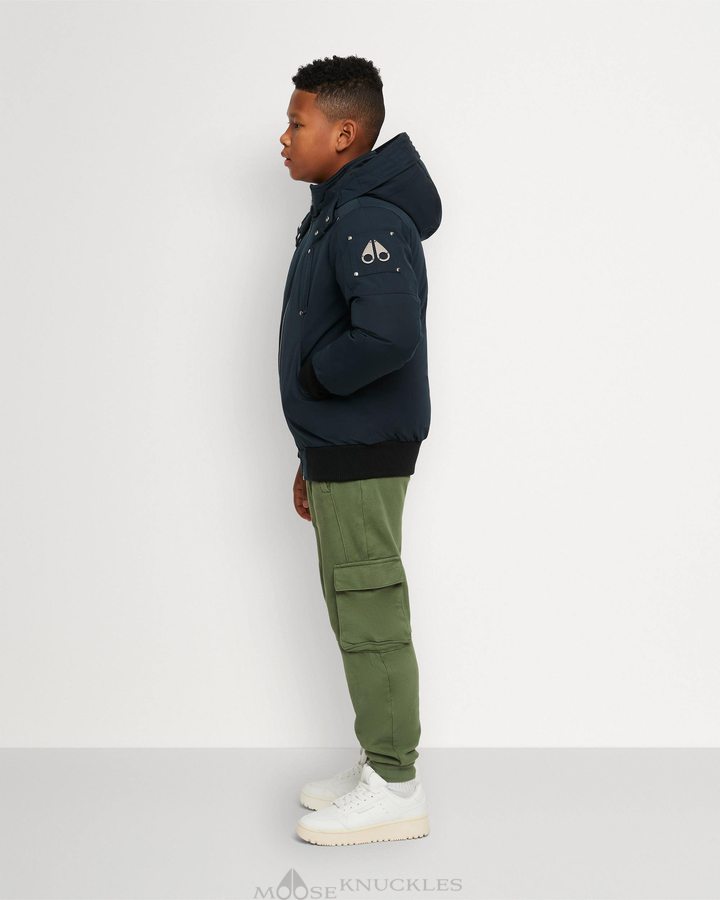 Veste Bombers Moose Knuckles Original Bomber Enfant Bleu Marine | XHMFO-9278