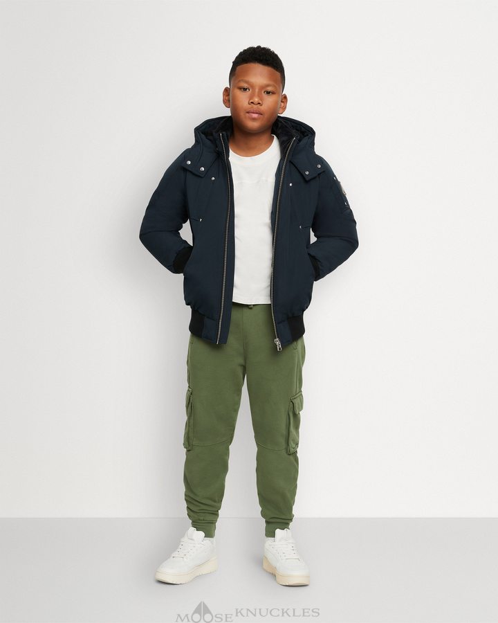 Veste Bombers Moose Knuckles Original Bomber Enfant Bleu Marine | XHMFO-9278