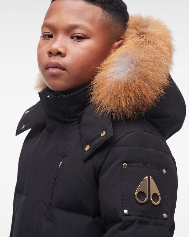 Vestes Moose Knuckles Gold 3q Fur Enfant Noir Doré | BOLEJ-9651