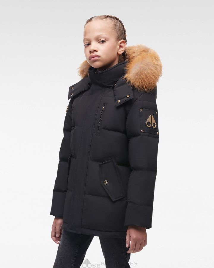 Vestes Moose Knuckles Gold 3q Fur Enfant Noir Doré | BOLEJ-9651