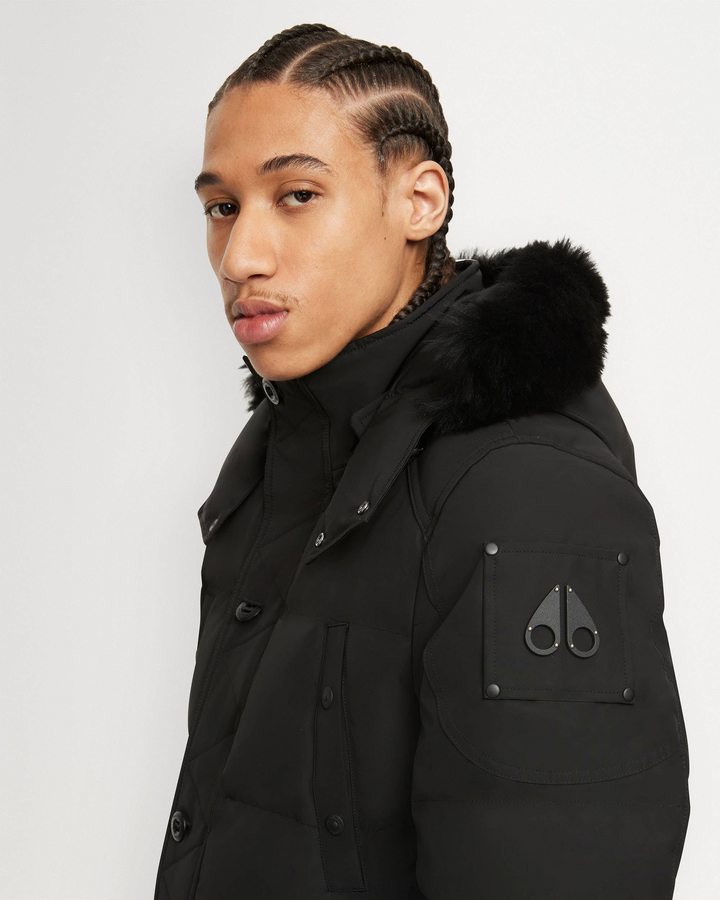 Vestes Moose Knuckles Onyx Round Island Jacket Shearling Homme Noir Noir | BLSDF-9854