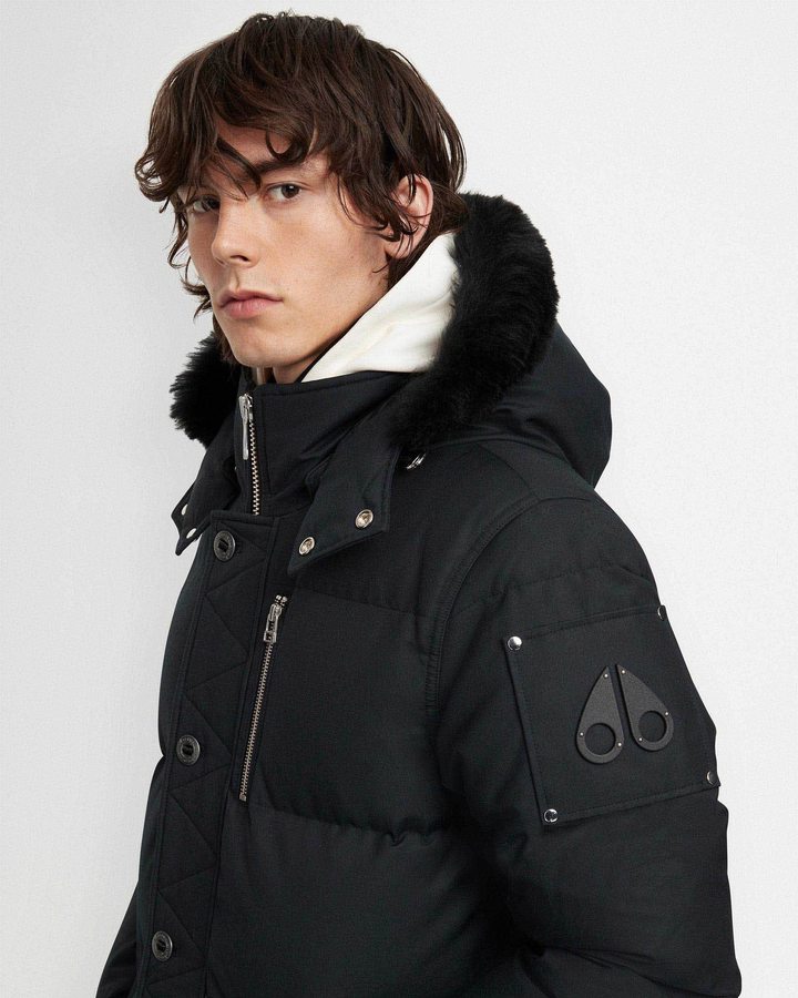 Vestes Moose Knuckles Original 3q Jacket Shearling Homme Bleu Marine Noir | URFMQ-5921