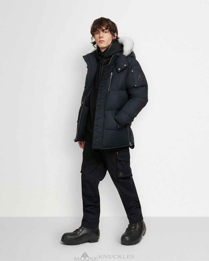 Vestes Moose Knuckles Original 3q Jacket Shearling Homme Bleu Marine | YHRPS-3206