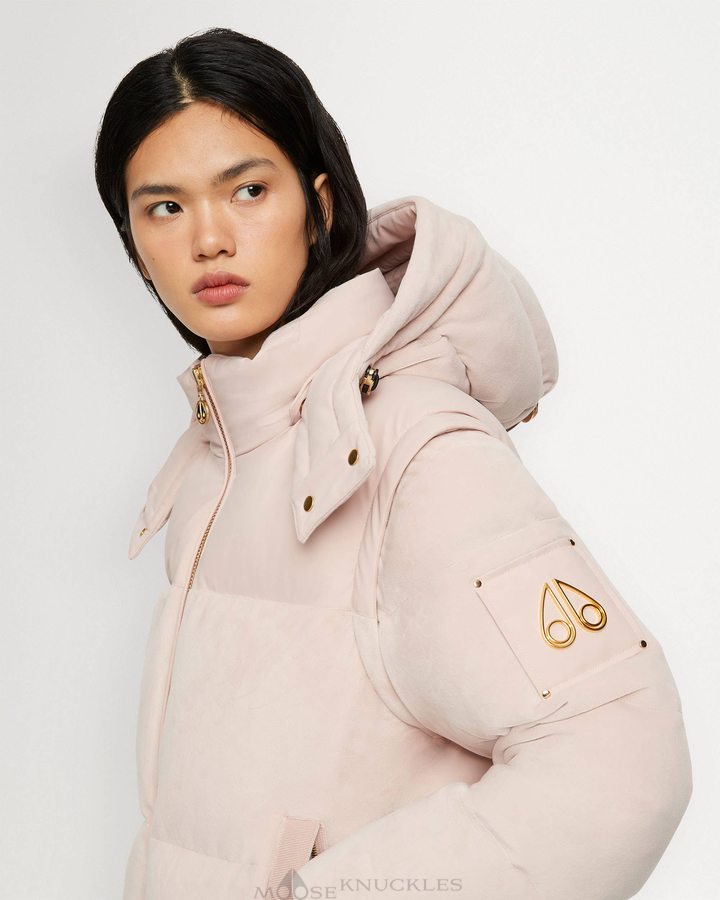 Vestes Moose Knuckles Velour Comptoir Puffer Femme Rose | ZBEOL-7418