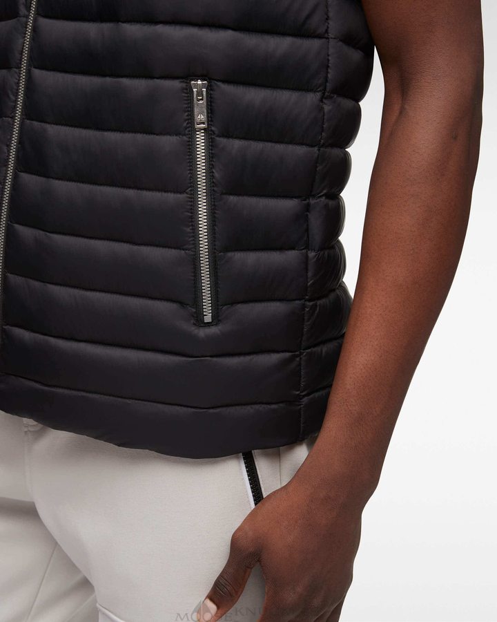 Vests Moose Knuckles Air Down Vest Homme Noir | QMEAZ-6583