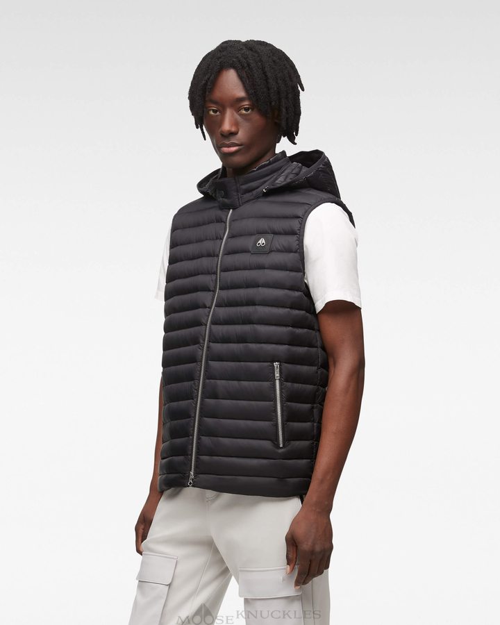 Vests Moose Knuckles Air Down Vest Homme Noir | QMEAZ-6583