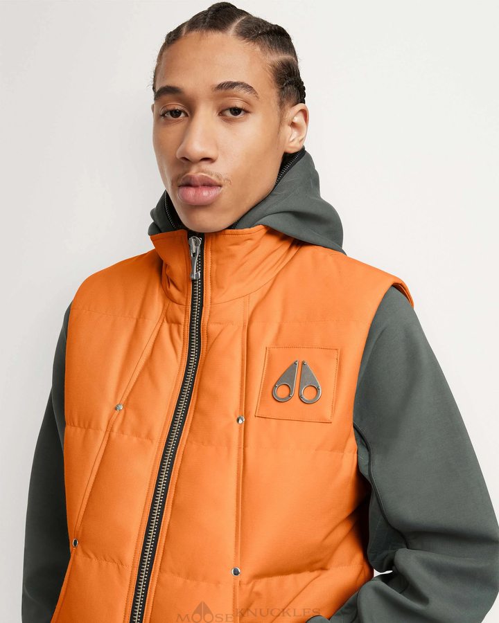 Vests Moose Knuckles Montreal Vest Homme Orange | QOSVF-2415