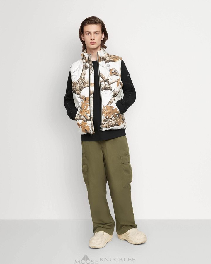 Vests Moose Knuckles Original Vest Camo Homme Blanche | JFNIV-4196